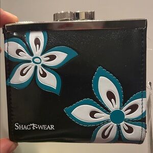Shag Wear teal flower coin wallet NWT